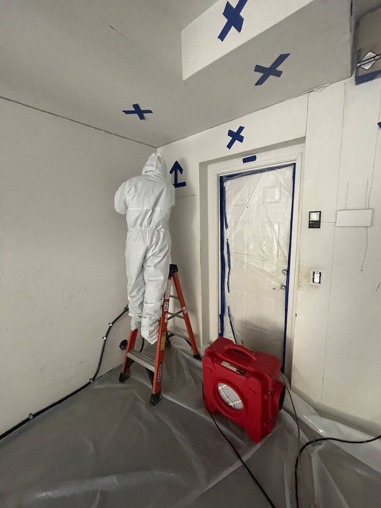 Our technicians conducting a category two water loss remediation in Chula Vista.
