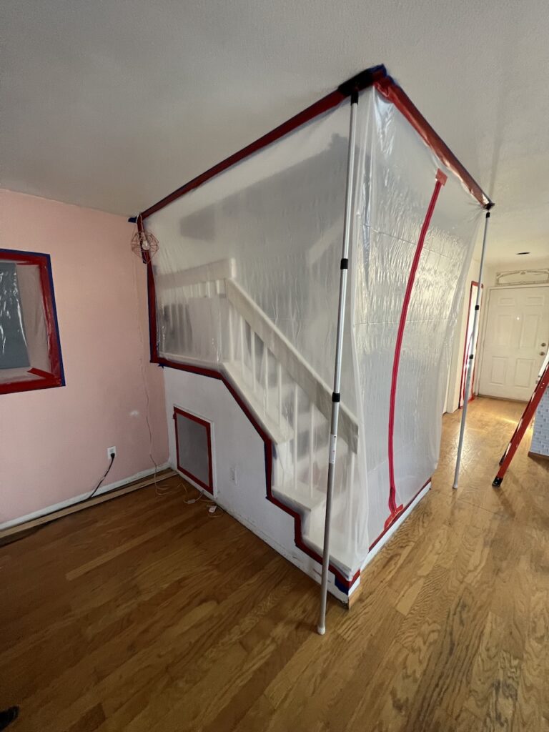 A containment zone helped prevent the spread of damage from the slab leak.