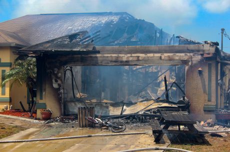 A home in need of fire damage remediation