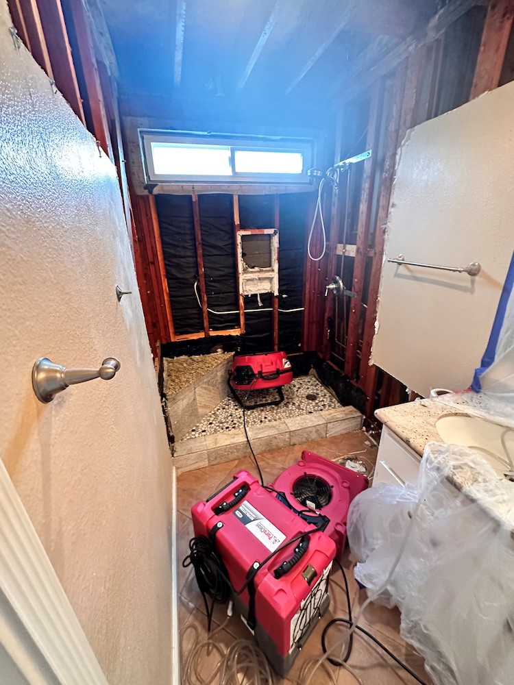 A category 3 water loss job in progress