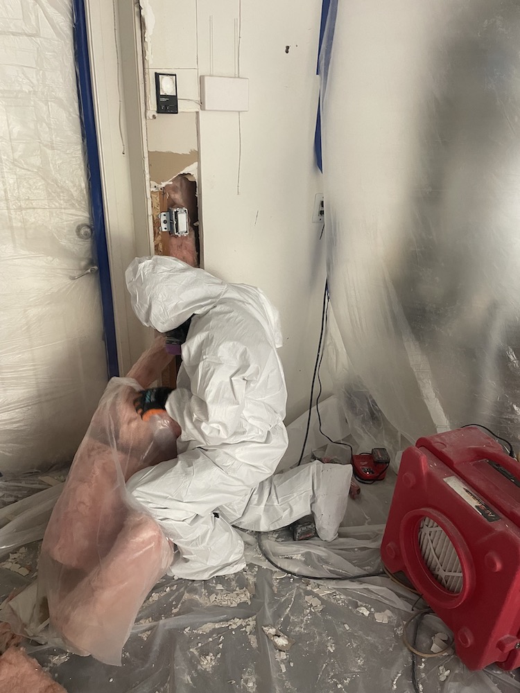 Our technicians conducting a Category 2 water loss remediation in Chula Vista