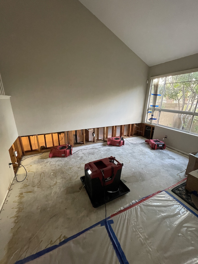 A water restoration in progress. Water damage in Spring Valley