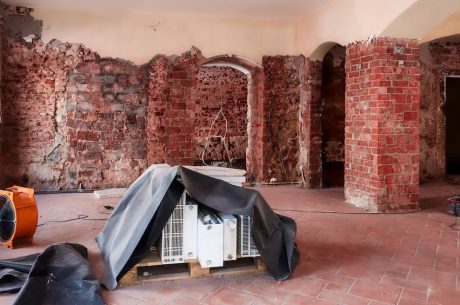 A home in need of a restoration company to repair damage