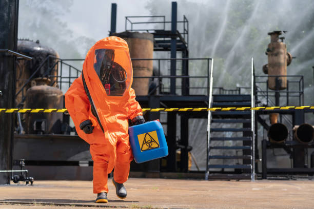 Biohazard cleanup services in Queens trained technician with cleaning equipment