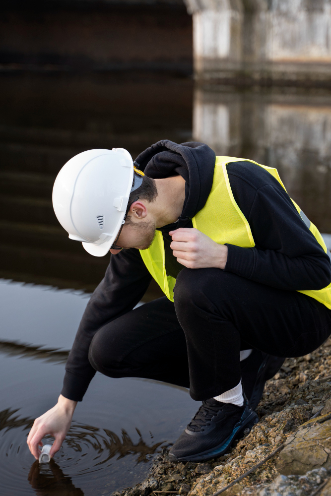 Emergency sewage backup cleanup in Brooklyn NY with protective equipment