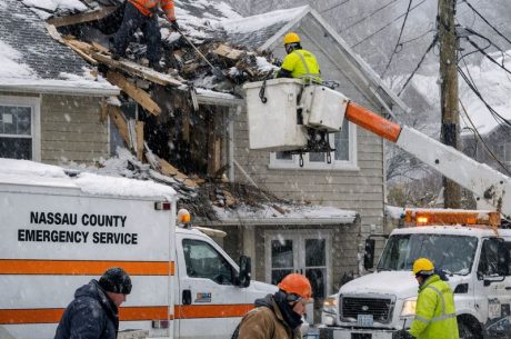 Snowstorm damage repairs in Nassau County