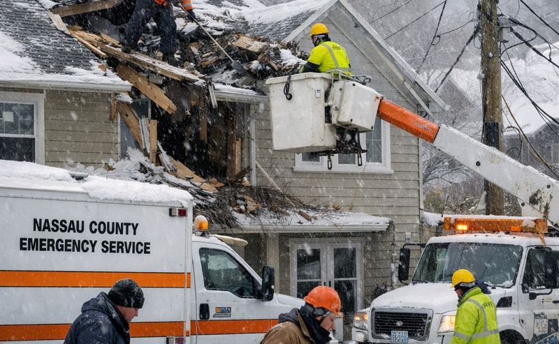 Snowstorm damage repairs in Nassau County