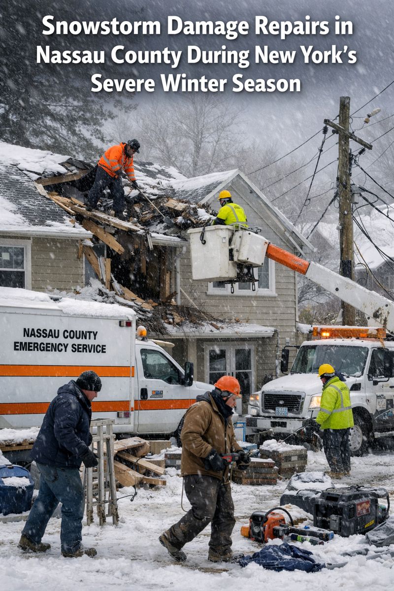 Snowstorm Damage Repairs in Nassau County During New York’s Severe Winter Season