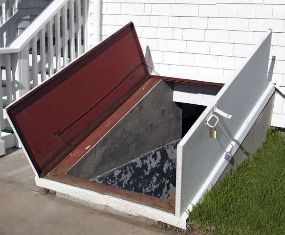 A storm shelter in someone's basement.
