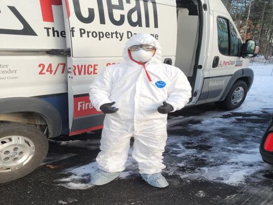 PuroClean Technician ready for mold remediation
