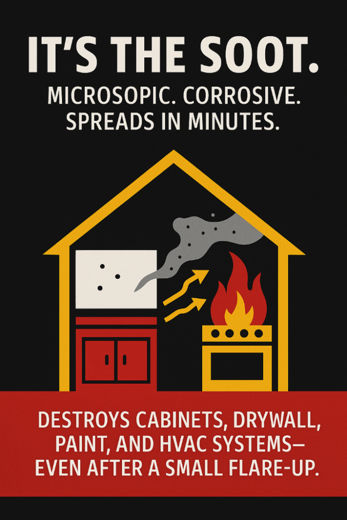 Kitchen Fire cause soot damage
