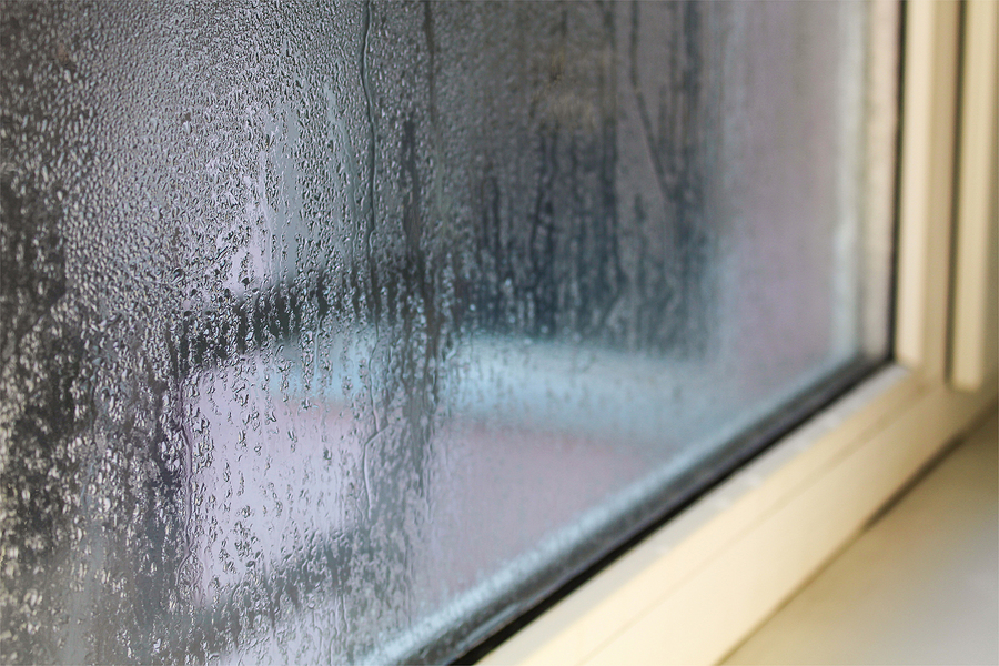 Close up condensation on the window. Humidity.