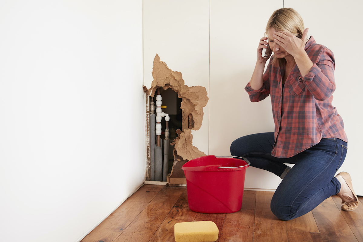 Burst pipe, water damage, flood restoration