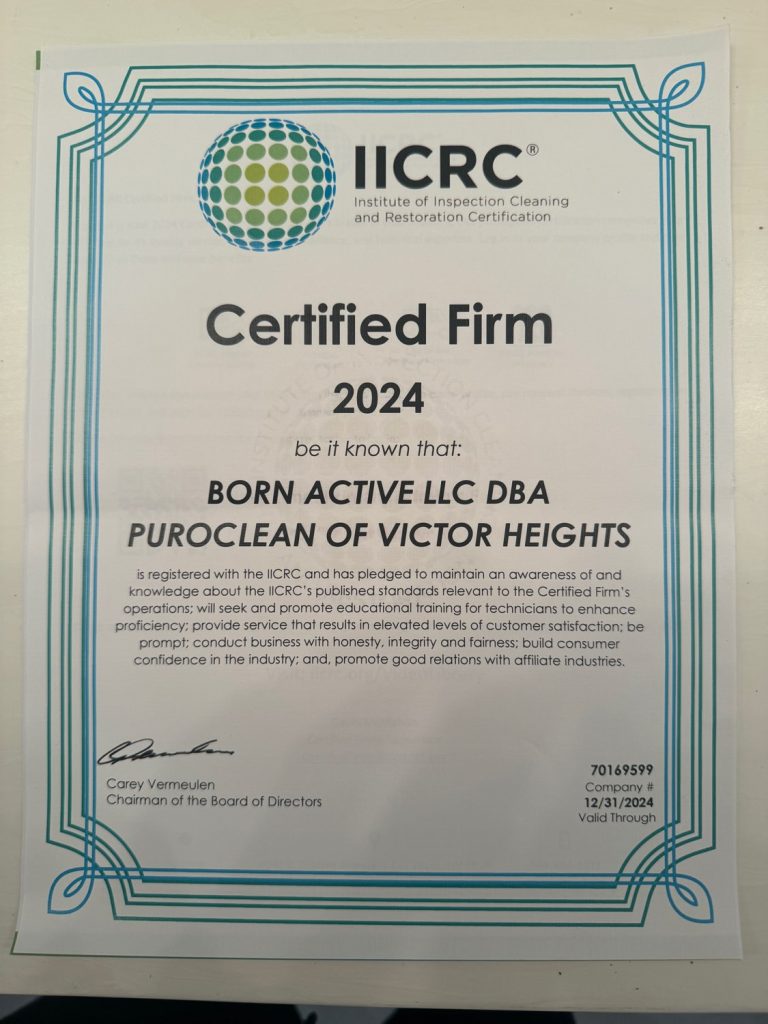 PuroClean of Los Angeles IICRC Certificate