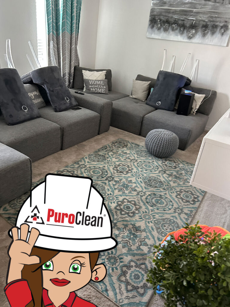This is the living room completely soaked in water after a broken pipe. The chairs are elevated to prevent further damage. You need to choose the best water damage restoration company to help you with the most efficient process to properly dry a flooded home