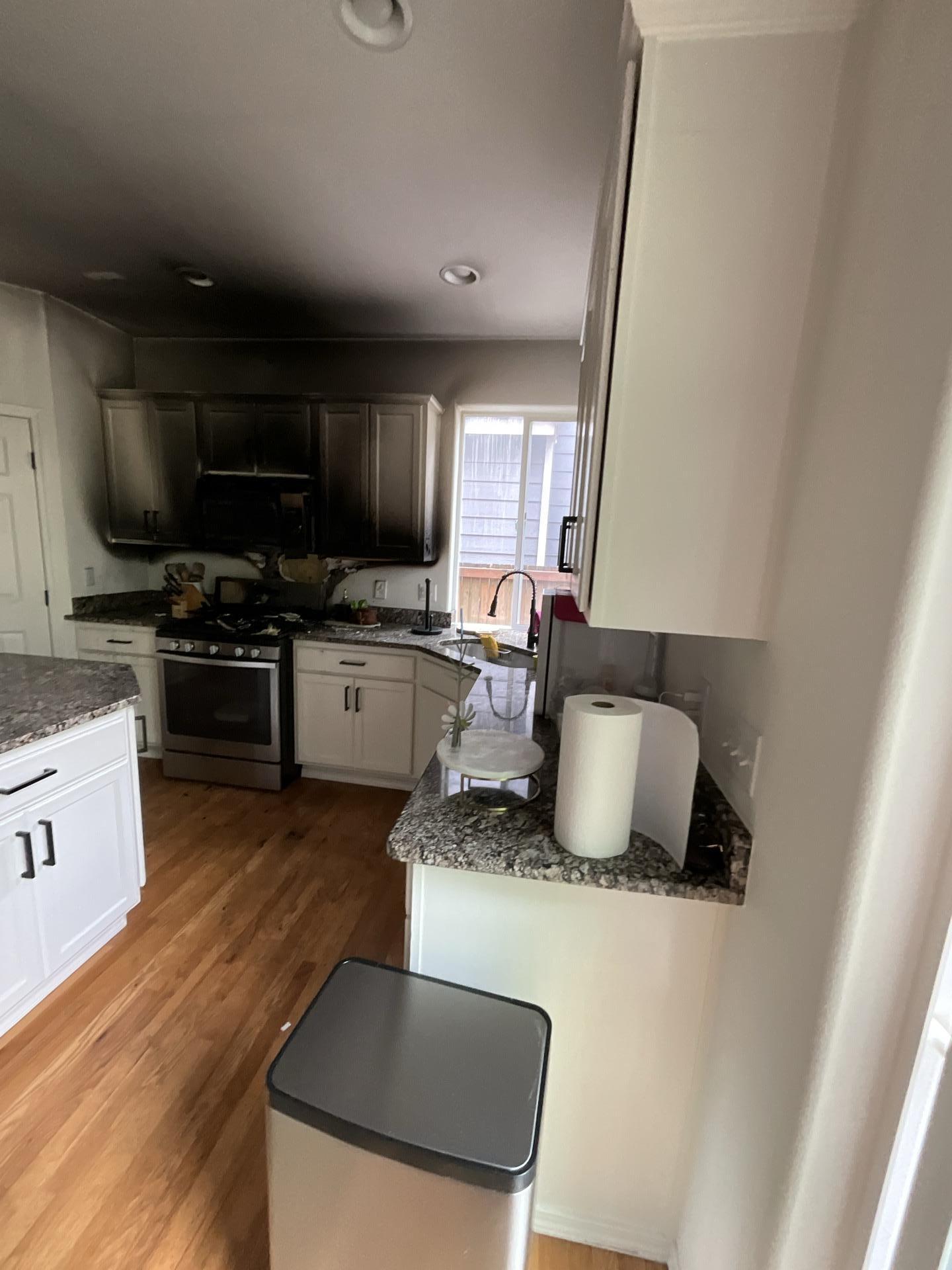 Kitchen fire damage in Renton home