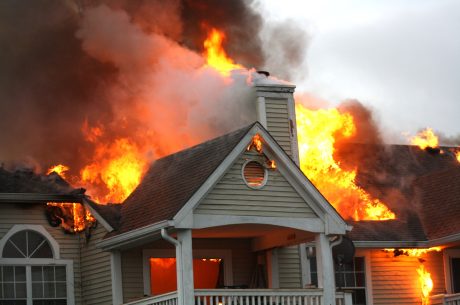 A home sustaining fire damage