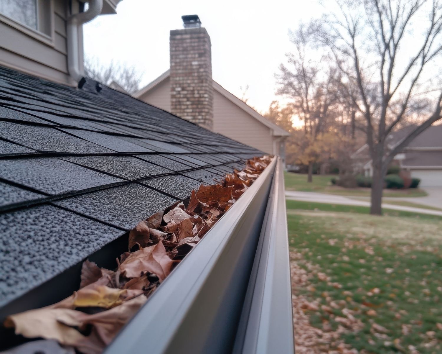 Clean gutters preventing water damage