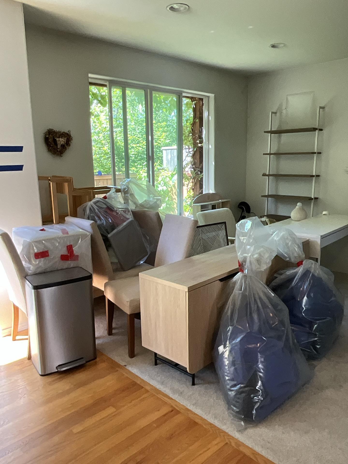 Contents packed for protection after fire