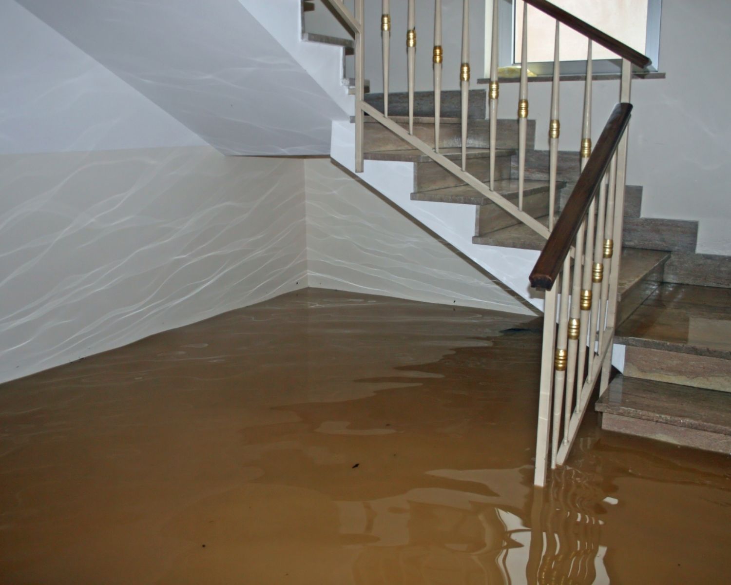 Flooded basement requiring water damage restoration