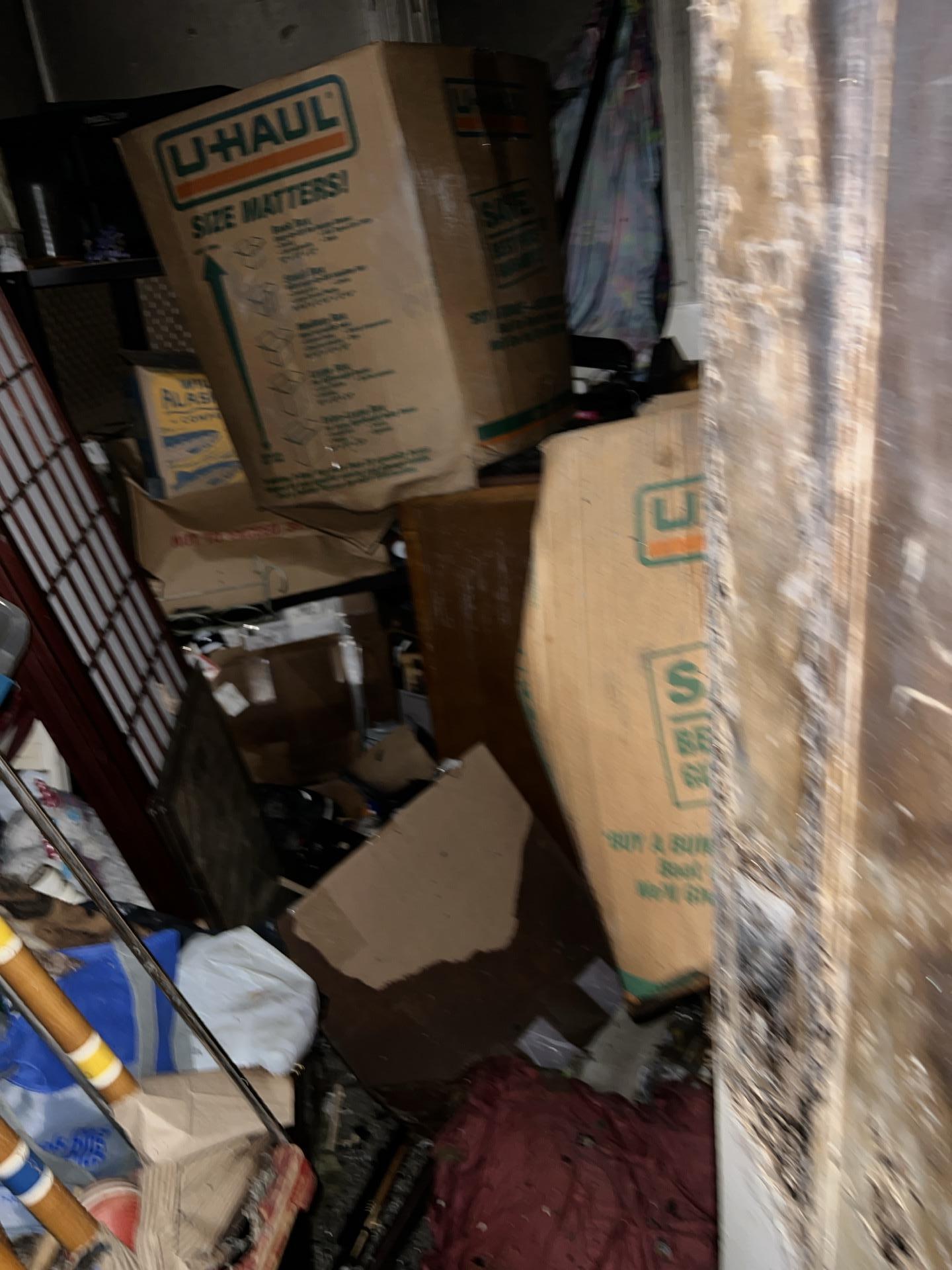 Smoke damage visible in a residential storage area after electrical fire in Everett WA