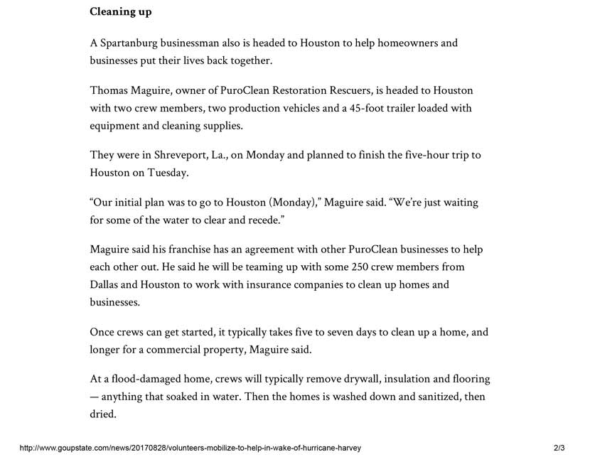 PuroClean franchise owner Harvey relief