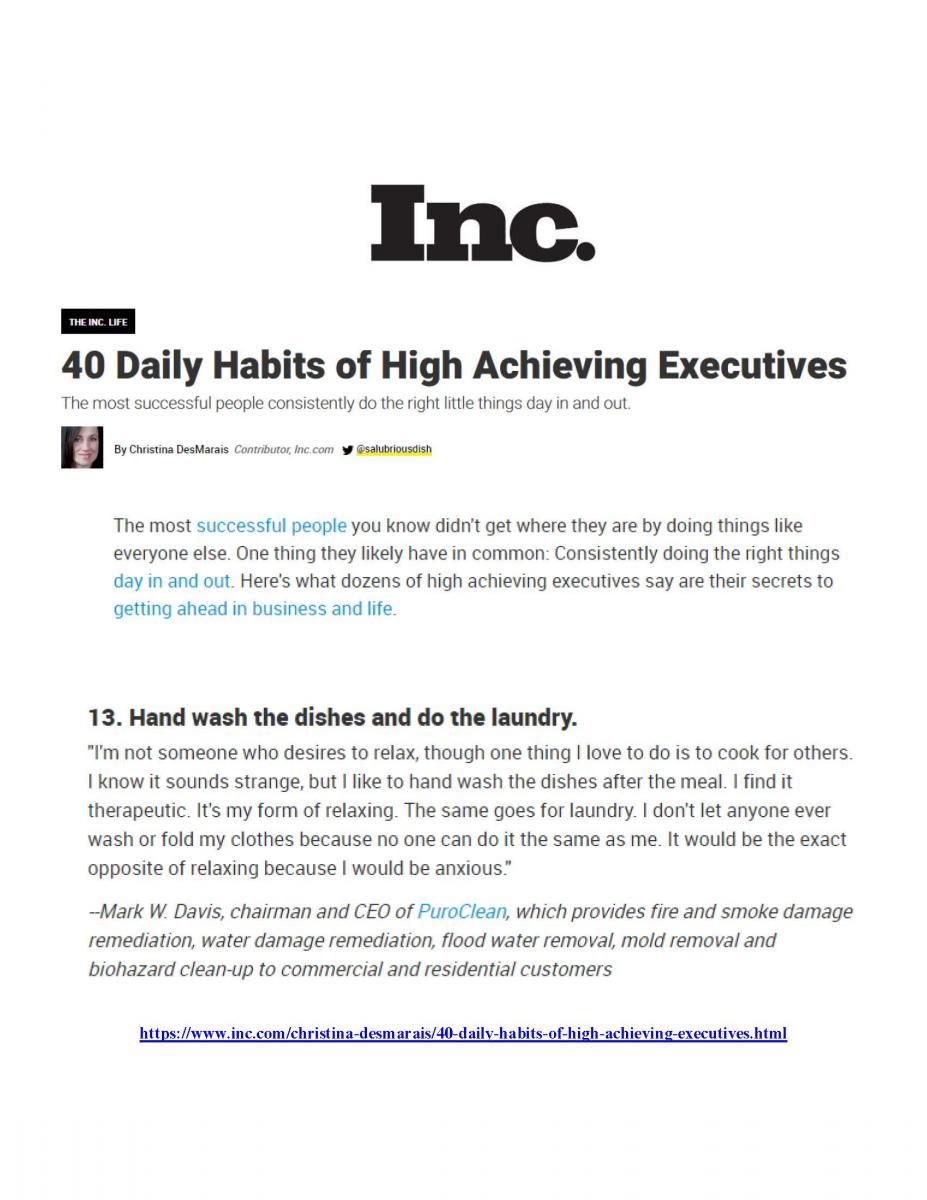 PuroClean Chairman Featured in Inc Magazine