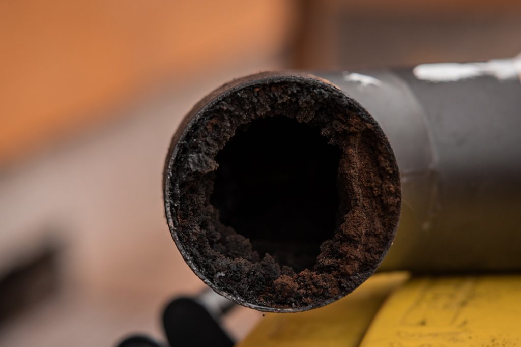 Soot deposits on the components of a fireplace