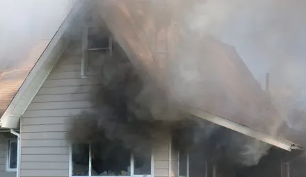 Home in need of fire damage restoration.