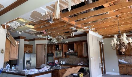 Ceiling down from house fire.