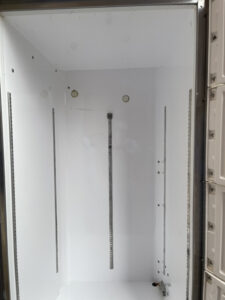 The inside of a refrigerator after commercial biohazard cleanup