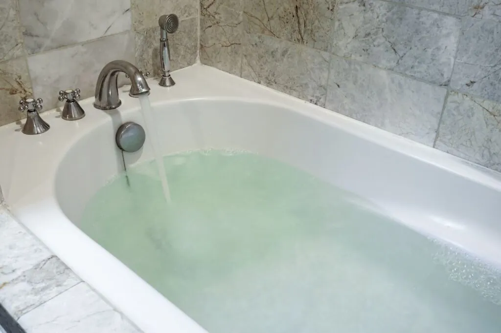 bathtub filled with water