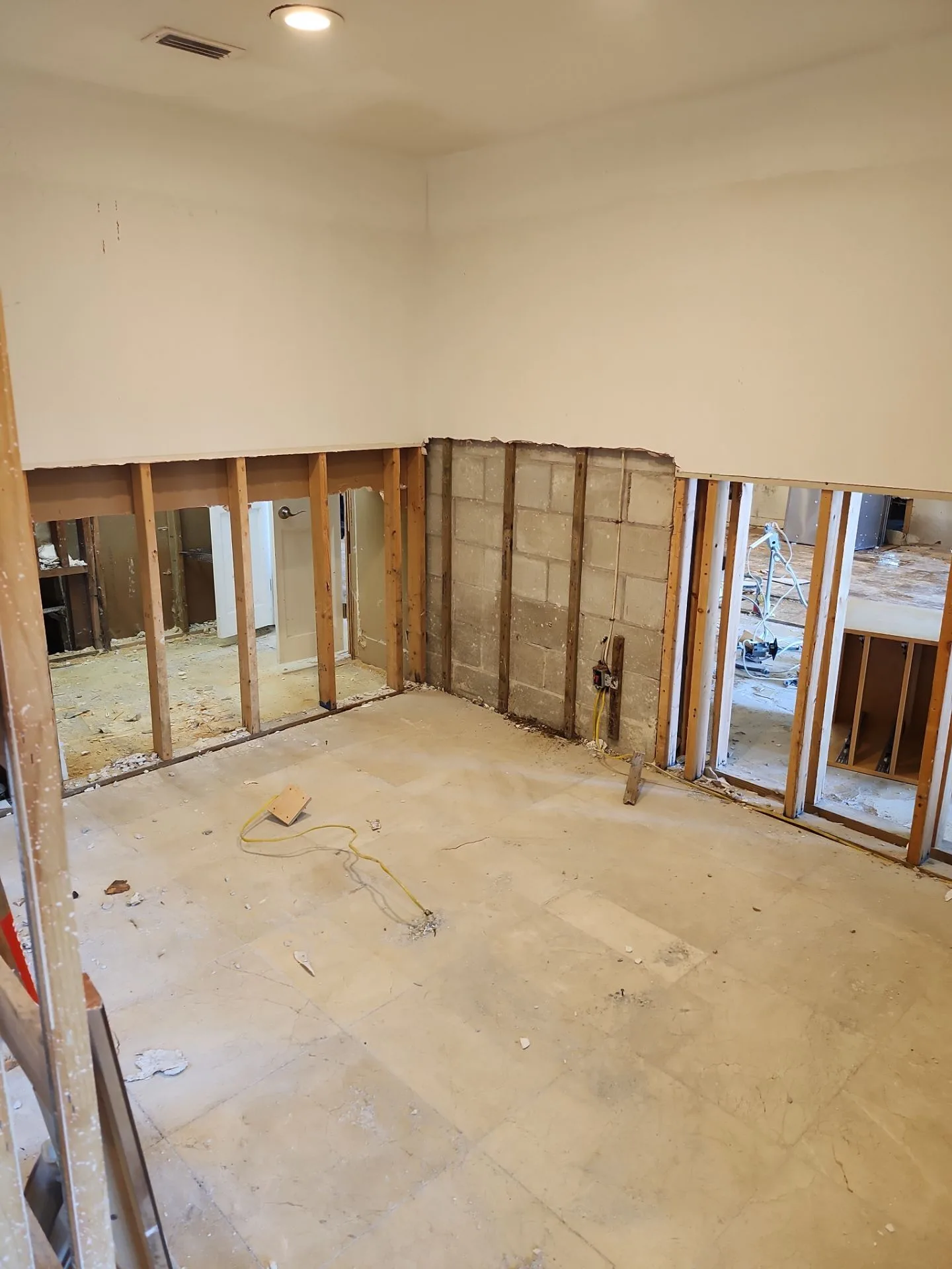 structural drying process of walls in a home and structural demolition