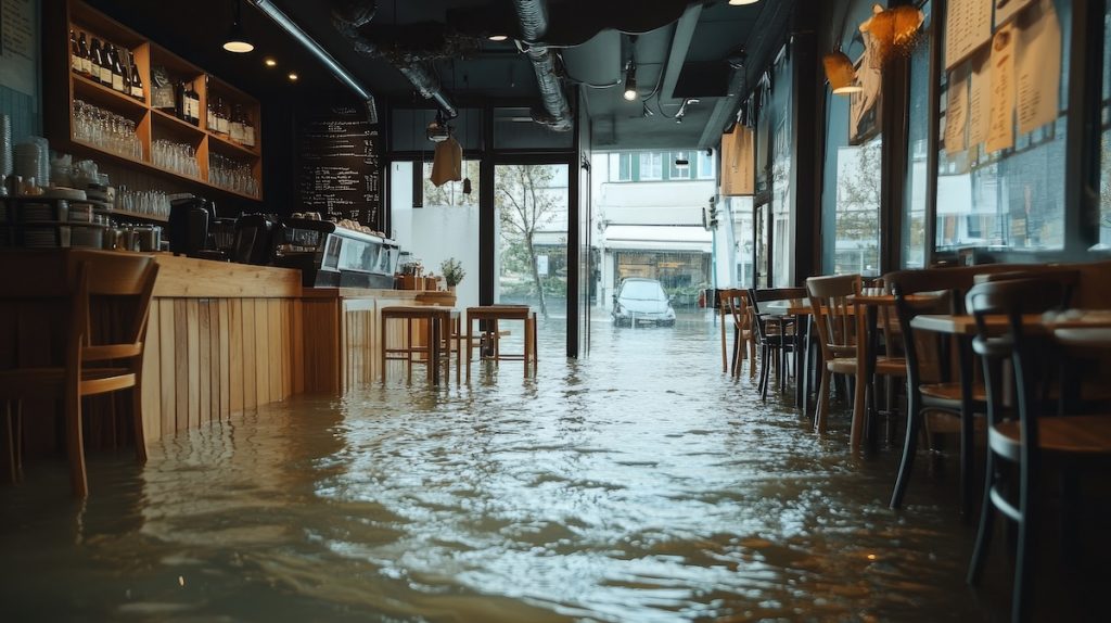 local restaurant flooded after a hurricane needing Flood Damage Restoration Services