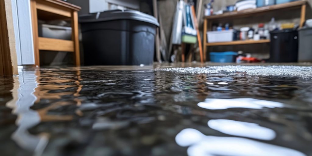 photo of a flooded basement showing why emergency dehumidification services are needed