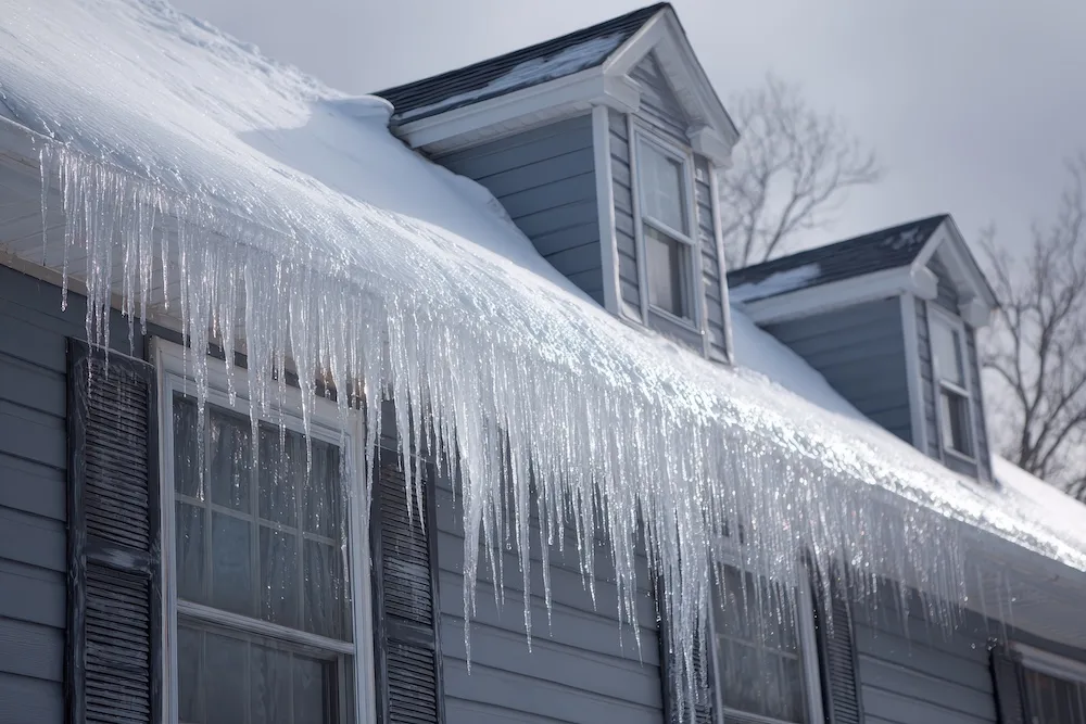Ice dams are a common cause of water damage in homes after winter storms
