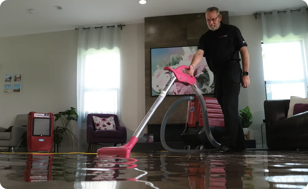 PuroClean technician performing water damage services at a home