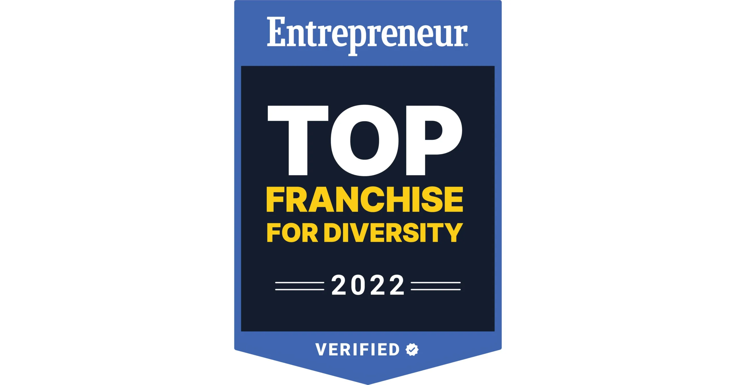 Top Franchise for Diversity 2022 badge from Entrepreneur, highlighting commitment to diversity in business.