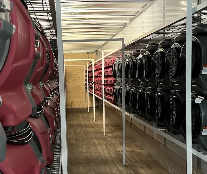 PuroClean equipment in the back of a PuroClean semi truck