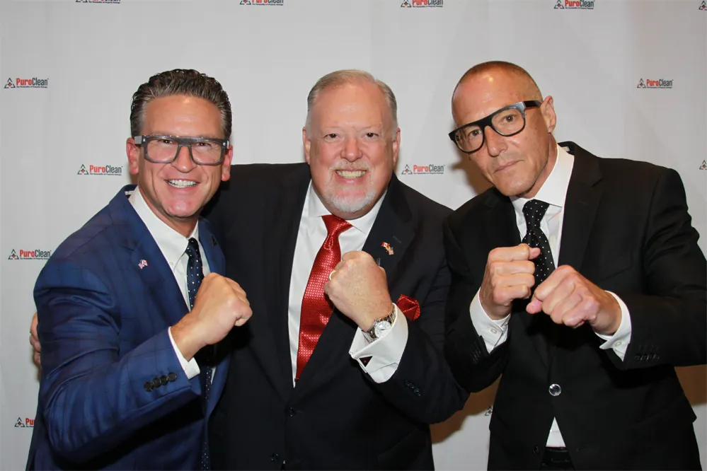 PuroClean leadership team: Mark D Davis, Steve White, and Frank Torre