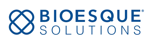 Blue Bioesque Solutions logo featuring an abstract interwoven symbol and company name.