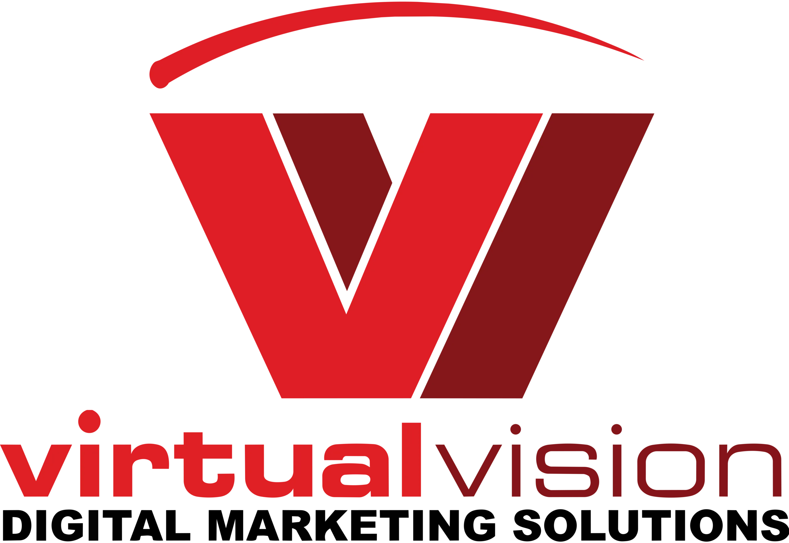 Red and dark red Virtual Vision logo with a stylized 'V' and 'Digital Marketing Solutions