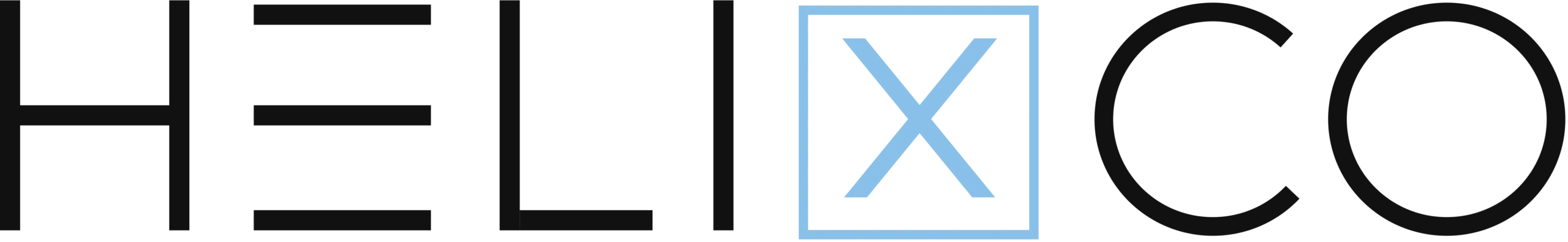Text reads HELIXCO, with a light blue 'X' enclosed in a square.