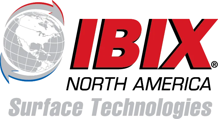 IBIX North America Surface Technologies logo featuring a globe icon with red and blue