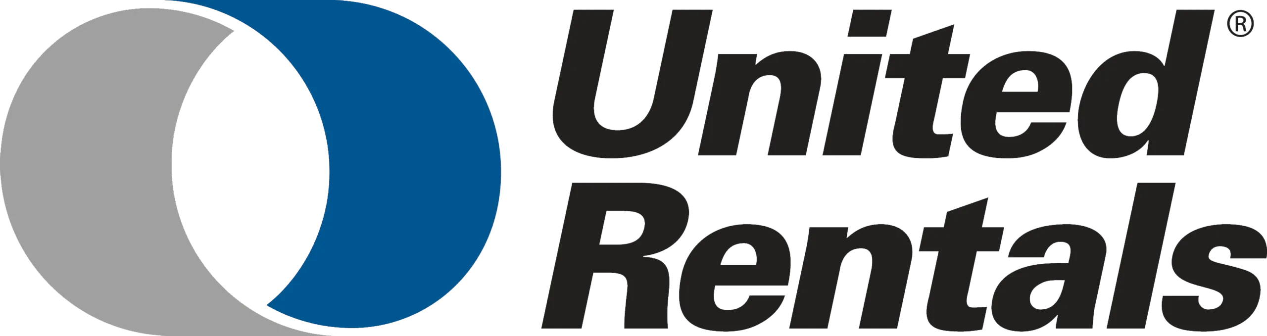 The United Rentals logo features a grey and blue crescent design next to the company name. TITLE