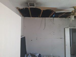 emergency restoration - ceiling in home damaged by fire and smoke
