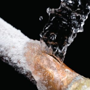 cracked pipe - frozen and cracked pipe with leaking water