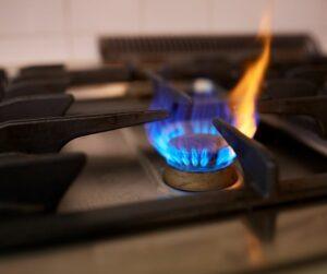 fire prevention - gas stove with blue flame