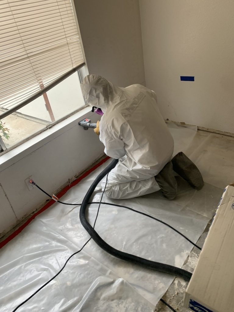 Technician drying window area