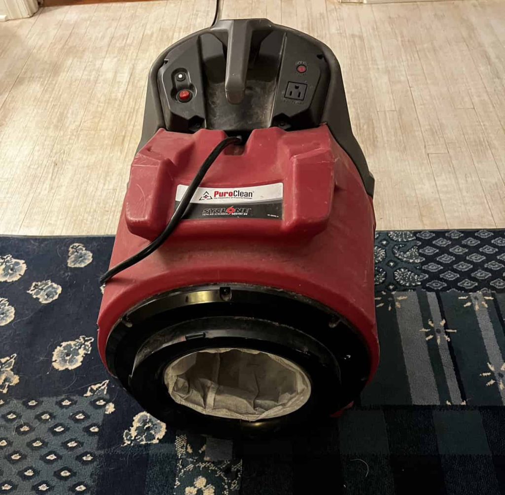 PuroClean's Air Scrubber with HEPA filter for smoke